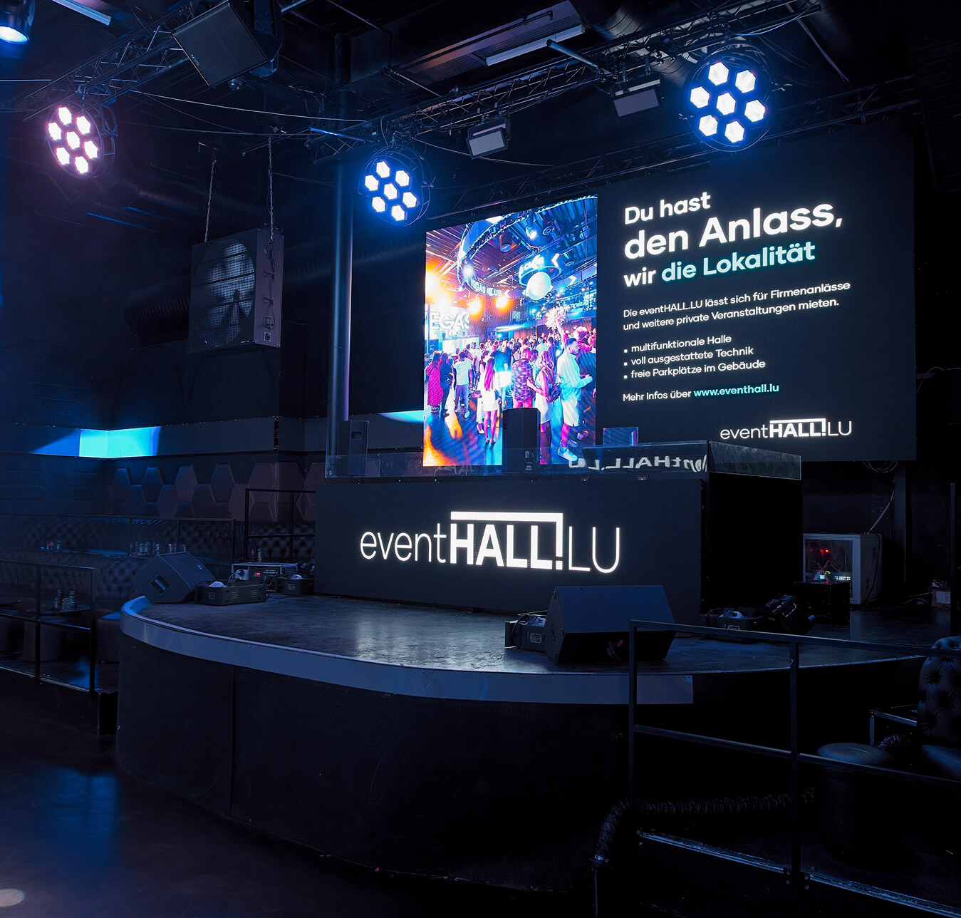 Eventhall.lu Ausstattung für die Eventlocation in Luzern Bühne